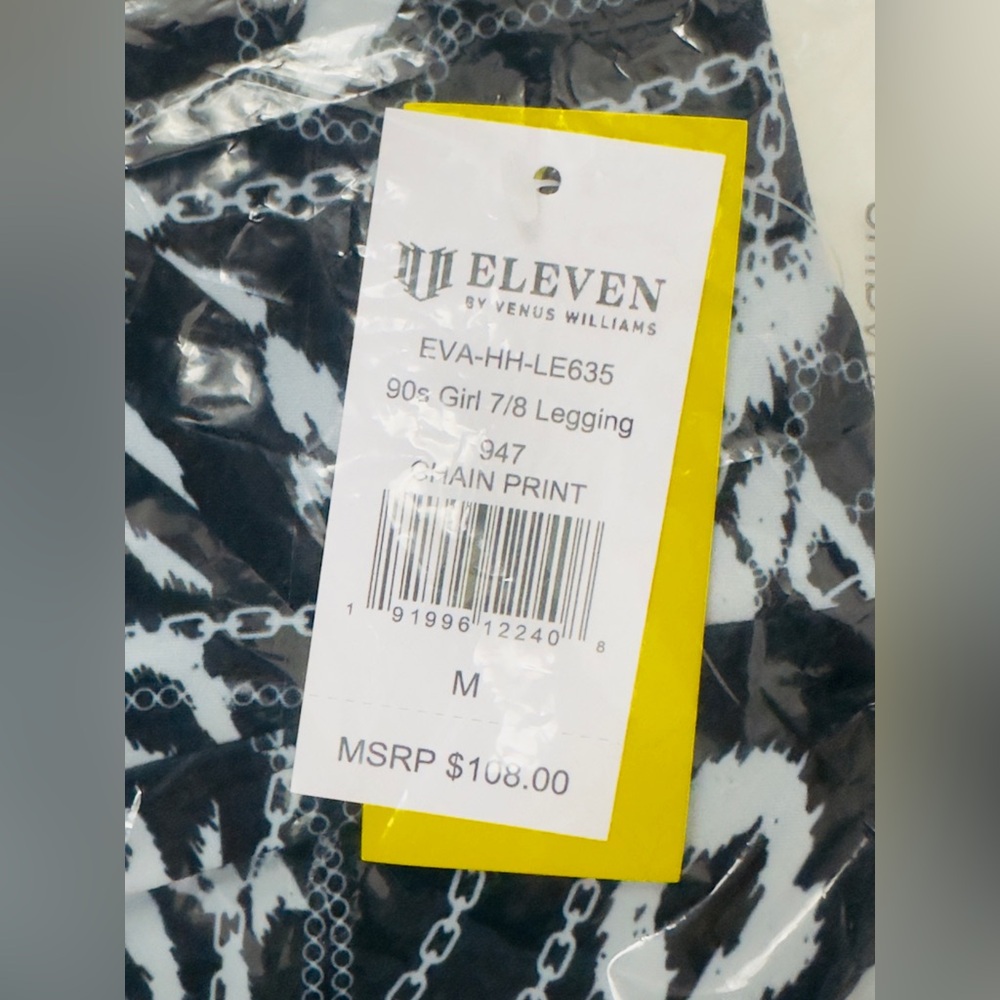 EleVen by Venus Williams 90's Girl Black & White Chain Compression 7/8 Legging M - Picture 8 of 9